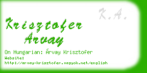 krisztofer arvay business card